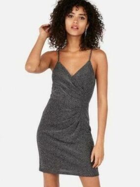 Express Metallic Surplice Mini Cami Sheath Dress Size Medium New